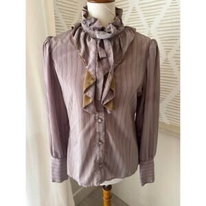 Vintage Jonathan Martin 70s 80s Pussybow Blouse Size 11/12 Small Medium